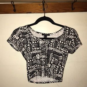 Forever 21 | Black & White crop top | Aztec print